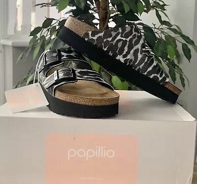 £70 • Buy Birkenstock Papillio Arizona Ladies Platform Sandals Leo Black Size 37/4.5 NWB
