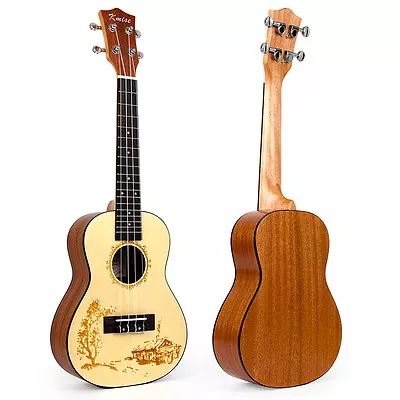 $49.99 • Buy Kmise Solid Spruce Ukulele Concert Ukelele 23 Inch Uke Hawaii Guitar