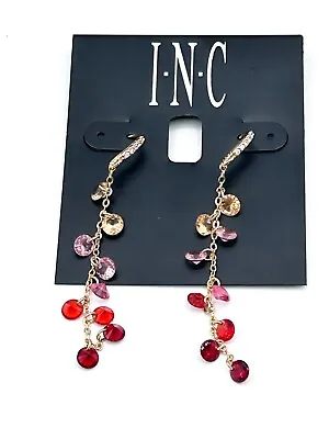 I.N.C. INTERNATIONAL CONCEPTS Cubic Zirconia Shaky Drop Earrings Red & Pinks • $11.49