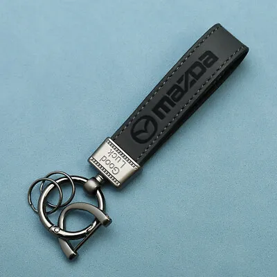 Black Leather Keychain Metal Key Chain Ring Holder For Mazda 3 6 RX-7 RX8 Miata • $12.99