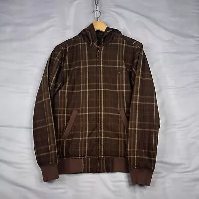Vintage O’Neill Jacket Mens Medium M Brown Plaid Full Zip Hoodie Skate Surf Y2K • $23.91