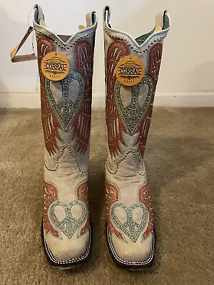 Corral Heart Wings Studded A 4236 Overlay Western Boots 9M • $69.99