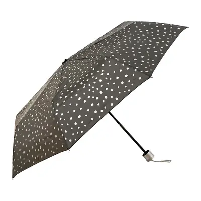 UPF50+ Clifton Mini Maxi Folding Compact Silver Spots Charcoal Umbrella • $24.95