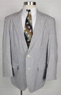 Paul Fredrick Mens Cotton Silk Seersucker Sport Coat Jacket 43R • $45
