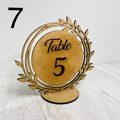 £5 • Buy Wooden Round Table Numbers, Place Cards, Laser Cut Table Centre Decoration