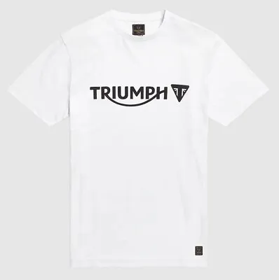 T-Shirt Motorcycle Man Cotton TRIUMPH Cartmel White • $34.88