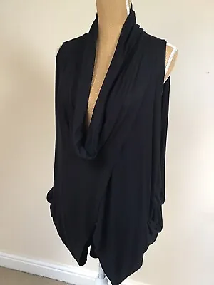 Yong Kim Size 12 Black Lagenlook Sleeveless Tunic / Top • £18.12