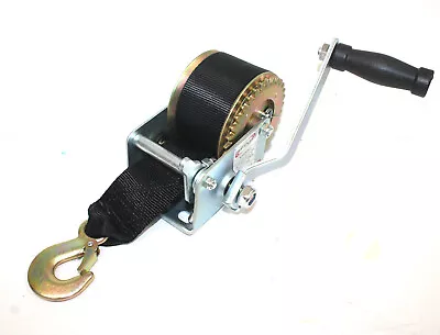 600lbs Hand Winch Hand Crank Strap Gear Winch ATV Boat Trailer 26ft Black Straps • $24.99