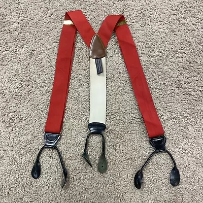 Vintage Trafalgar EnglandButton Classic Hudson Suspenders- Red Black Leather • $24