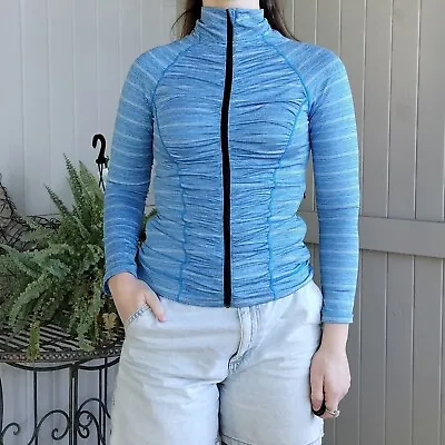 Victorias Secret Jacket Size XS Blue Seamless Ruched Knockout Long Sleeve BBL • $59.95