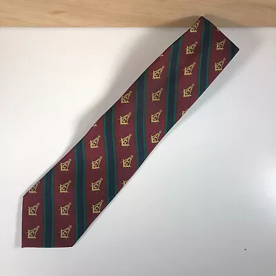 Masonic Necktie 60  - R W Grand Lodge F&AM Of Pa FreeMason Vintage - Burgundy • $9.33