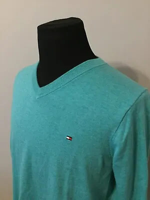 Tommy Hilfiger Aqua Green V Neck Cotton Long Sleeve Sweater NWOT • $29.99