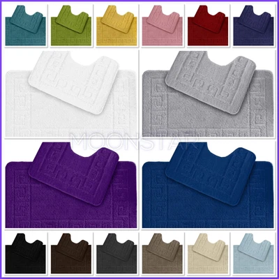 £7.99 • Buy 2 Piece Jacquard Greek Style Bath Mat Pedestal Set Non Slip Toilet Bathroom Rugs