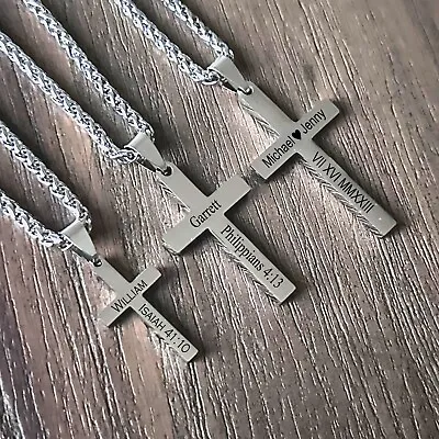 Personalized Cross Necklace- Valentine's Day Gift For Boyfriend  Girlfriend • $39.99