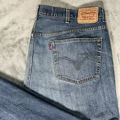 Levis 559 Jeans Mens Blue Straight Leg Distressed Western Cowboy Faded 46x30 • $22