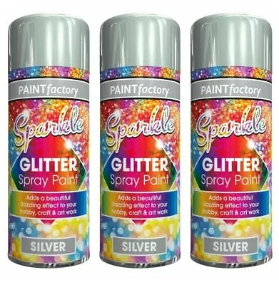 200ml  Clear Lacquer Spray Paint With Silver Sparkling Glitter Hobby Craft Arts • £4.99