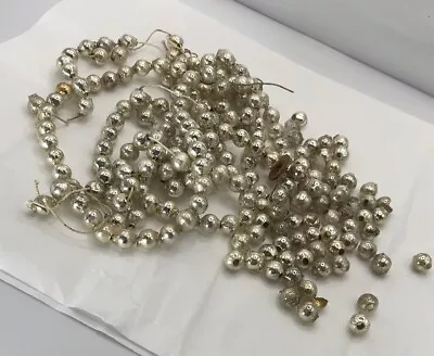 Vtg Japan Mercury Silver 100+ Glass Beads  Christmas Tree Garland Broken Strand • $8.99