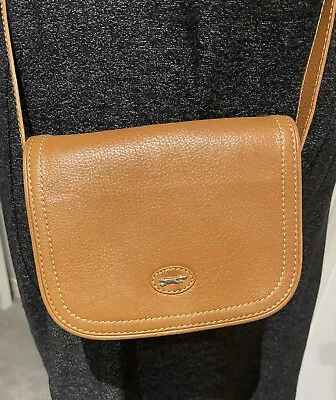 Paul Costelloe Grained Leather-small Cross Body Saddle Bag In Tan - New . • £42.50