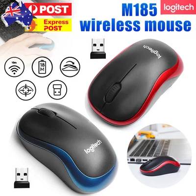 $10.99 • Buy Logitech M185 Wireless Optical Mouse + USB Receiver Fit Compact PC Laptop Mouse