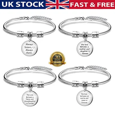 Stainless Steel Family Charm Bracelet Friends Party Gifts XMas Stocking Filler • £3.95