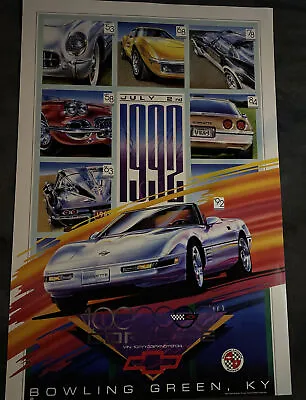 Vintage 1992 Chevy Motor Division 1000000 Corvette Poster GM 24” X 36” • $17.99