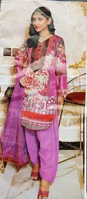 Pakistani Indian Unstiched Malai Lawn Suit 3 Piece( Net Dupatta) Brand New • £6.99