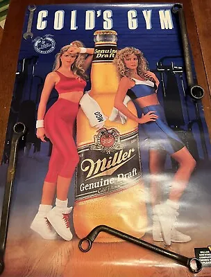 Vintage 80s 90s Miller Genuine Draft Beer Poster Cold’s Gym Sexy Models 20x30  • $18.95