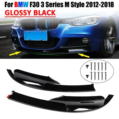 Front Bumper Cover Lip Glossy Black Style For 2012-2018 BMW F30 3 Series M Sport • $85.99