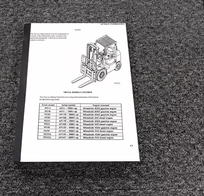 Mitsubishi FG20 Forklift W 4G63 Chassis & Mast Service Repair Manual 00001-Up • $209.30