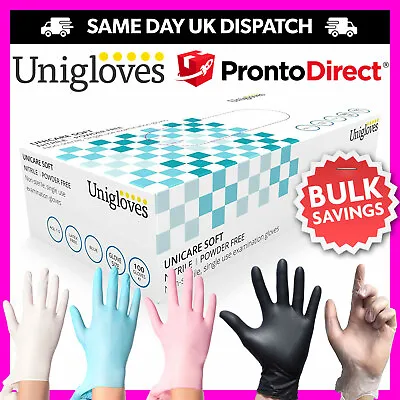 Disposable Gloves Powder Free Latex Free Clear Vinyl Nitrile Pink Blue 100 • £7.19