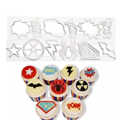 2Pcs Set Super Hero Fondant Icing Sugar Craft Cutter Icing Pastry Baking Tool • £4.59