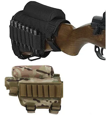 Rifle Buttstock Shell Holder & Padded Cheek Rest Ammo Cartridge Pouch Camouflage • $10.99