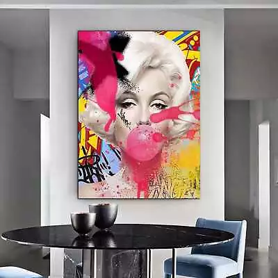 Marilyn Banksy Style  Abstractgraffiti Modern Canvas Wall Art Picture Print • £6.99