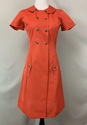 Vintage Mid Century NOS Uniform Waitress Dress Red Sz 10 Mod Retro Diner • $24.99