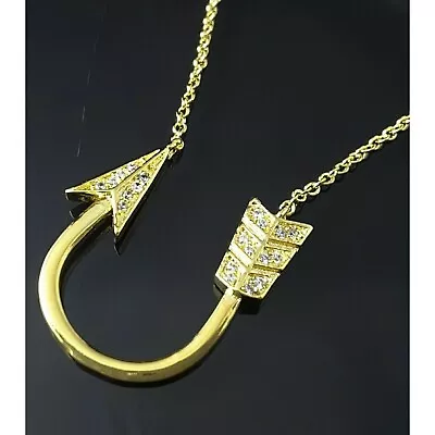 14K Yellow Gold Plated Silver 1.2Ct Round Cut Lab Created Diamond Arrow Pendant • $70