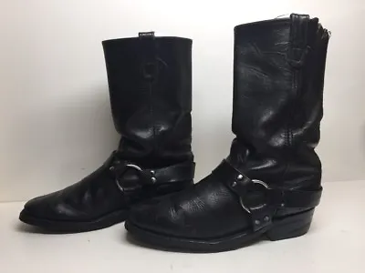 Mens Unbranded Square Toe Harness Motorcycle Leather Black Boots Size ? • $21.99