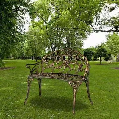 Garden Bench Chair Porch Park Cast Aluminum & Iron Park Rose Antique Seat Home • $78.99