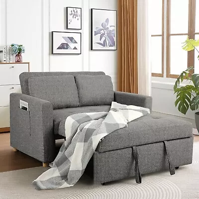 3-in-1 Convertible Sofa Bed 2 Seater Linen Fabric Pull Out Couch Bed Loveseat A+ • $389.98