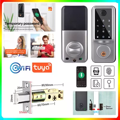 Electronic Keypad Biometric Front Door Lock With Keys IC Card Automatic APP WiFi • £62.69