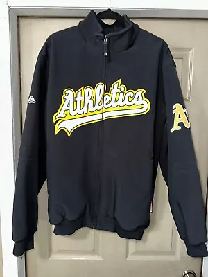 Oakland A's Athletics BLACK! Authentic Majestic Therma Base Dugout Jacket MLB XL • $139.99
