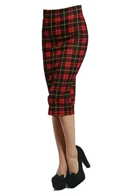 Tartan London New Stretch Wiggle Pencil Skirt Tagged 50s Style Size 6 • £9.99