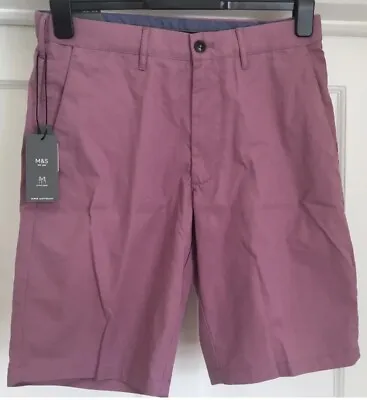 M&S MEN’S LIGHT PURPLE SUPER LIGHTWEIGHT CHINO Active Waist SHORTS~W30~BNWT • £13.99