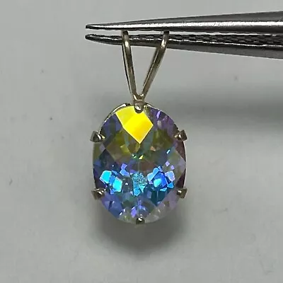 Mystic Topaz Mercury Mist Pendant 9x7mm Sterling Sliver • $28.88