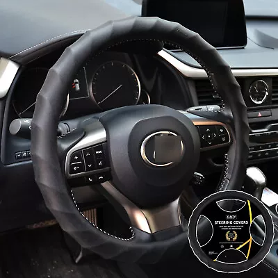 Silicone Leather Texture Car Tuning Steering Wheel Cover Styling Protector Black • $14.77