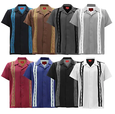 Men's Short Sleeve Button-Up Casual Cuban Guayabera Beach Wedding Dress Shirt • $31.45