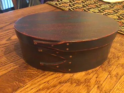 Artist SIGNED Vintage Shaker Style Wood Oval Lidded Storage Box Two Toned. • $18