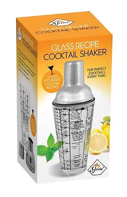 Shine 400ml Recipe Cocktail Shaker GlassStainless Steel Collarcap Bar Mixer • £9.99