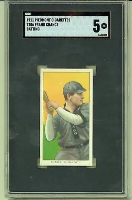 1909 T206 FRANK CHANCE Batting Chicago Cubs HOF Piedmont 350-460 SGC 5 • $1000