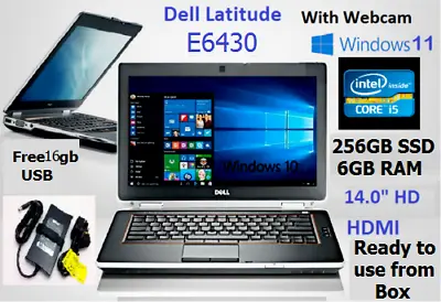 Blue Dell E6430 Fast I5 256GB SSD 8GB Laptop Office HDMI Webcam New-WINDOWS 11 • £135.95