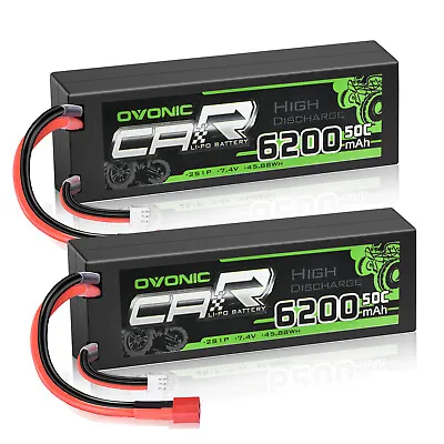 $42.74 • Buy 2X 50C 6200mAh 7.4V 2S Lipo Battery W/ Deans For RC Car Evader BX Traxxas Slash